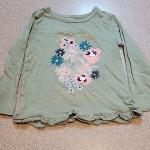 Carter's Olive Long Sleeve Tee with Floral Print SIZE 3T